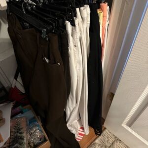 14 Assorted Pants Collection - Black, White, Brown. Capris. 4p